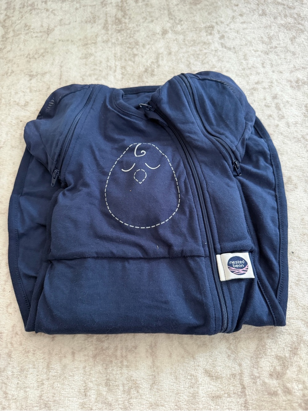Nested Bean Navy Blue Swaddle/Sleep Sack with Embroidered Chick